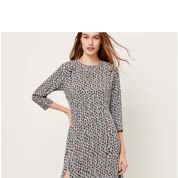 NWT LOFT Multicolor Floral Long Sleeve Dress - Picture 1 of 7